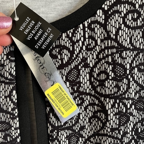 Preston York White Overlay Open Cardigan Black Candace Knit XL Formal Cocktail - Picture 11 of 12